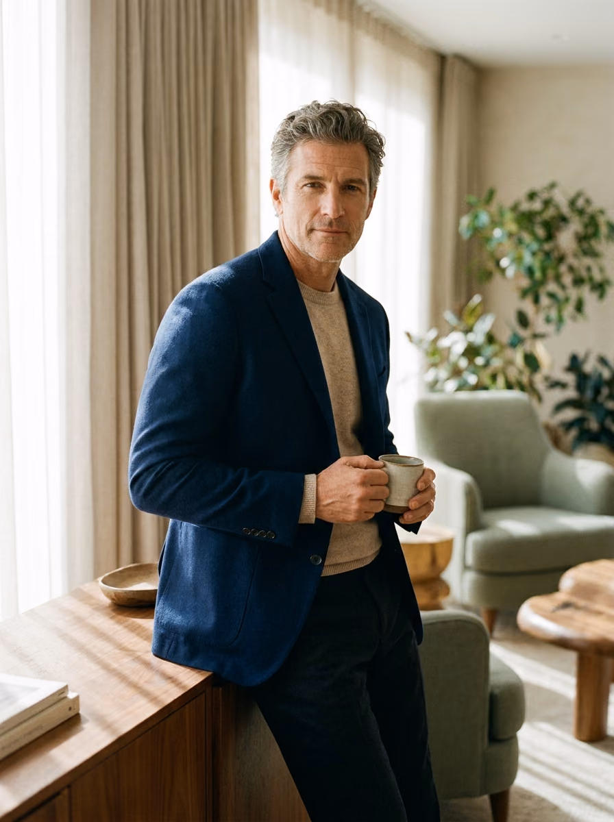 A composed, vital man in his fifties in a bright interior.