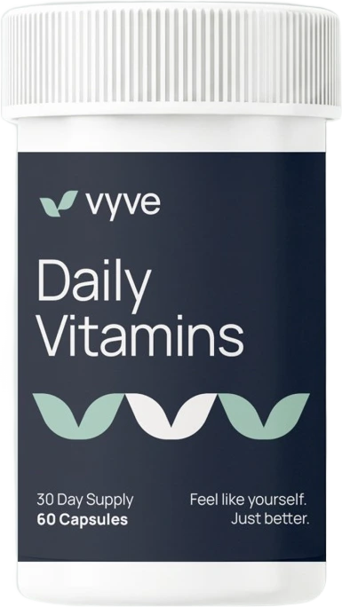 Vyve Daily Vitamins capsule bottle with the Vyve label.